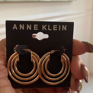 Anne Klein Triple Gold Hoop Earrings